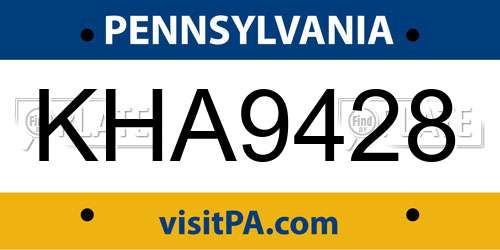KHA9428 Pennsylvania License Plate