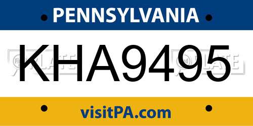KHA9495 Pennsylvania License Plate