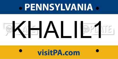 KHALIL1 Pennsylvania License Plate