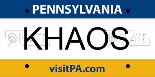 KHAOS Pennsylvania License Plate