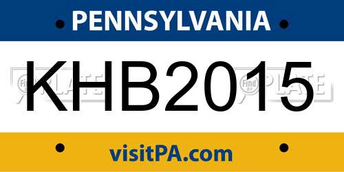 KHB2015 Pennsylvania License Plate