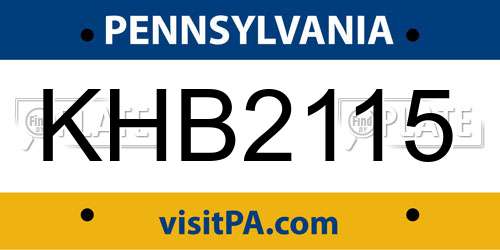 KHB2115 Pennsylvania License Plate