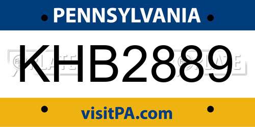 KHB2889 Pennsylvania License Plate