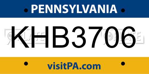 KHB3706 Pennsylvania License Plate