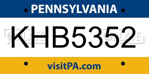 KHB5352 Pennsylvania License Plate