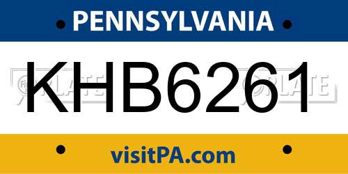 KHB6261 Pennsylvania License Plate