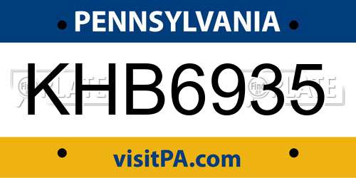 KHB6935 Pennsylvania License Plate