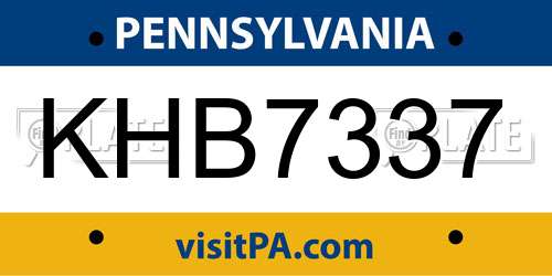 KHB7337 Pennsylvania License Plate