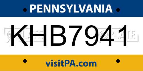 KHB7941 Pennsylvania License Plate