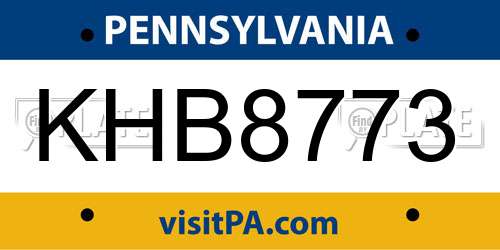 KHB8773 Pennsylvania License Plate