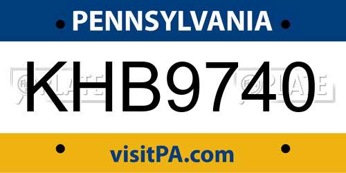 KHB9740 Pennsylvania License Plate