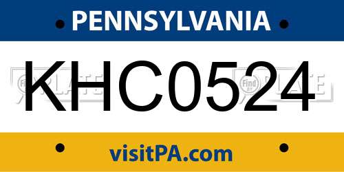 KHC0524 Pennsylvania License Plate