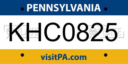 KHC0825 Pennsylvania License Plate
