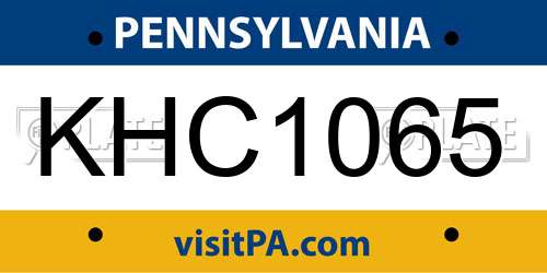 KHC1065 Pennsylvania License Plate