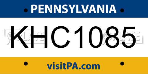 KHC1085 Pennsylvania License Plate