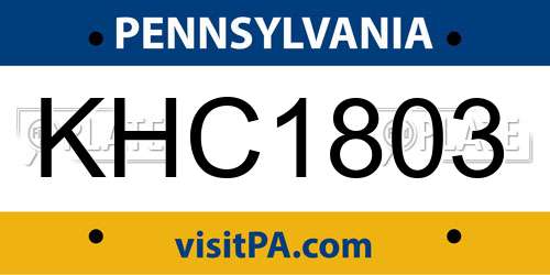 KHC1803 Pennsylvania License Plate