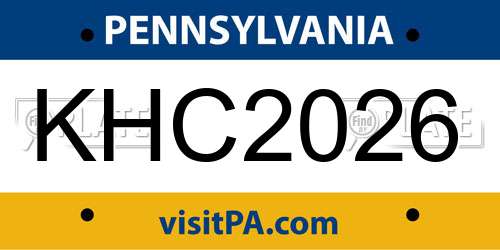 KHC2026 Pennsylvania License Plate
