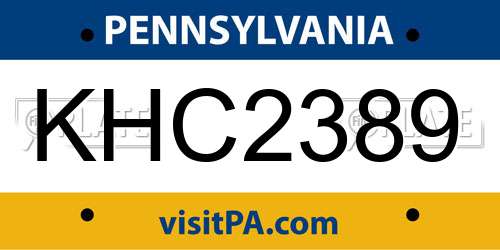 KHC2389 Pennsylvania License Plate
