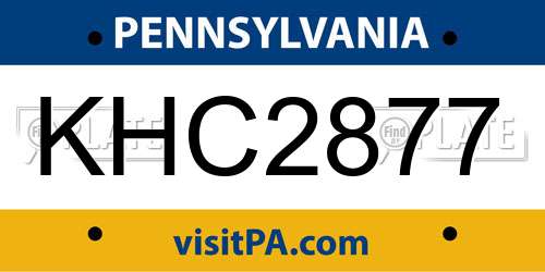 KHC2877 Pennsylvania License Plate