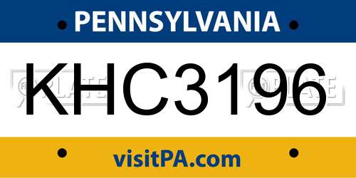 KHC3196 Pennsylvania License Plate