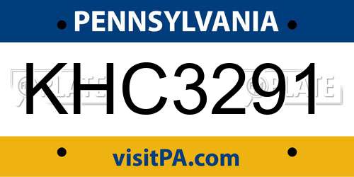 KHC3291 Pennsylvania License Plate