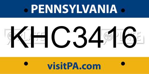 KHC3416 Pennsylvania License Plate