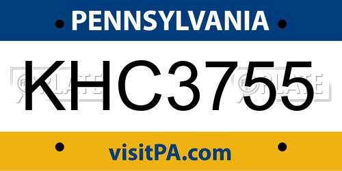 KHC3755 Pennsylvania License Plate