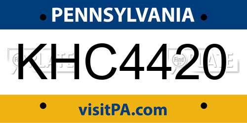 KHC4420 Pennsylvania License Plate