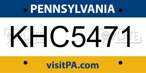 KHC5471 Pennsylvania License Plate