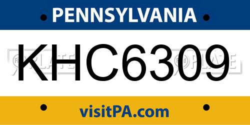 KHC6309 Pennsylvania License Plate