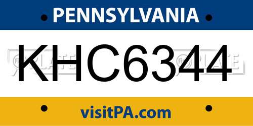 KHC6344 Pennsylvania License Plate