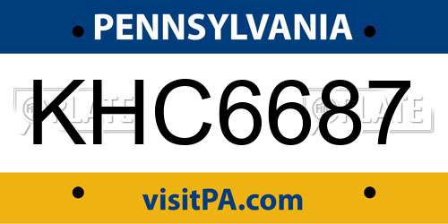 KHC6687 Pennsylvania License Plate