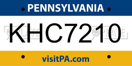 KHC7210 Pennsylvania License Plate
