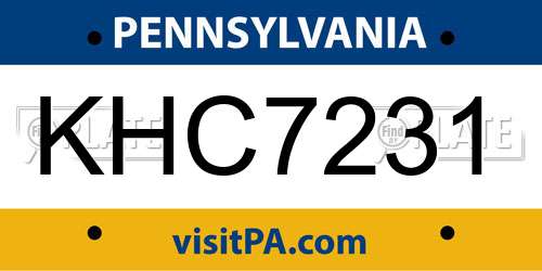KHC7231 Pennsylvania License Plate