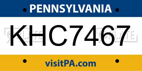 KHC7467 Pennsylvania License Plate