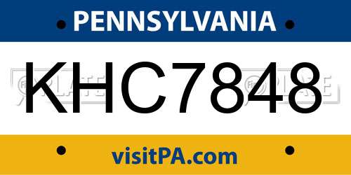 KHC7848 Pennsylvania License Plate