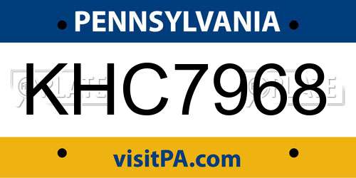 KHC7968 Pennsylvania License Plate