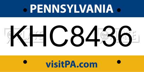 KHC8436 Pennsylvania License Plate