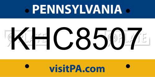 KHC8507 Pennsylvania License Plate
