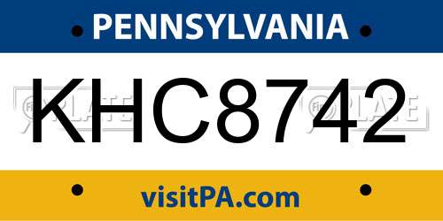 KHC8742 Pennsylvania License Plate