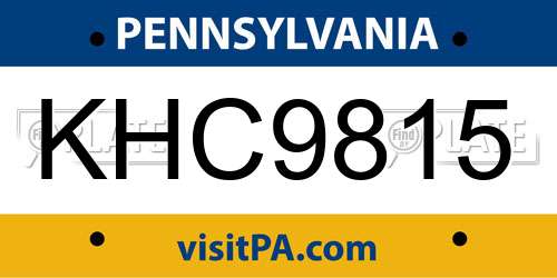 KHC9815 Pennsylvania License Plate