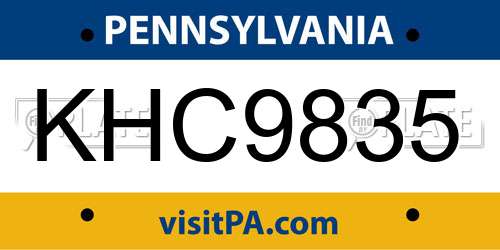KHC9835 Pennsylvania License Plate
