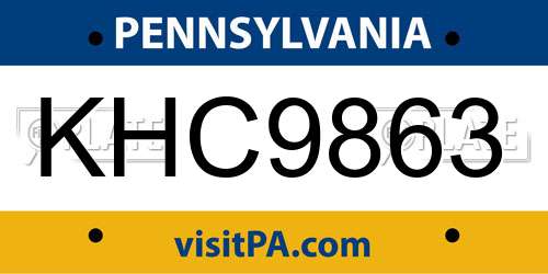KHC9863 Pennsylvania License Plate