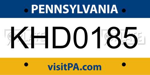 KHD0185 Pennsylvania License Plate