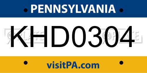 KHD0304 Pennsylvania License Plate
