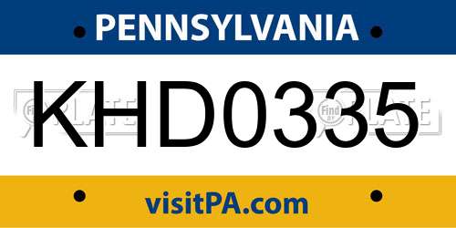 KHD0335 Pennsylvania License Plate