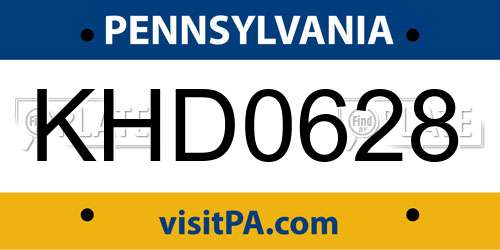 KHD0628 Pennsylvania License Plate