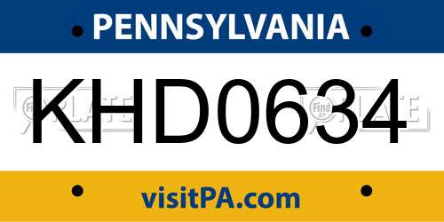 KHD0634 Pennsylvania License Plate