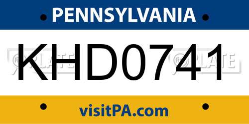 KHD0741 Pennsylvania License Plate