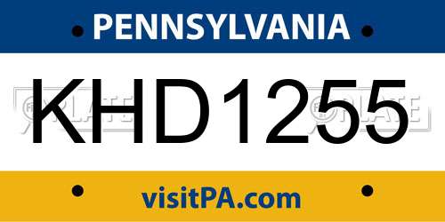 KHD1255 Pennsylvania License Plate